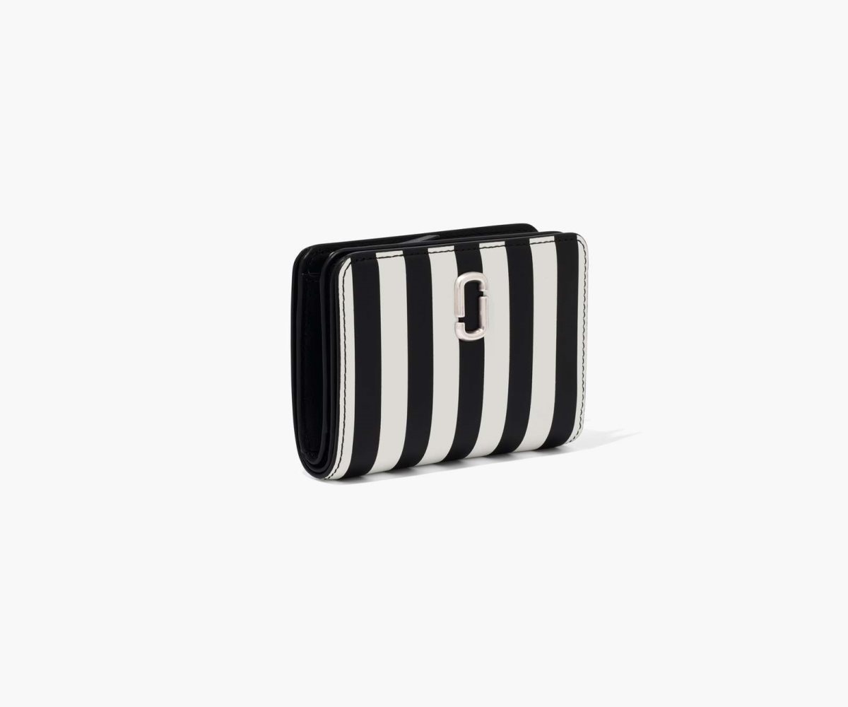 Marc Jacobs A Rayas J Marc Mini Compact Wallet Negras Blancas | 6725014-TQ