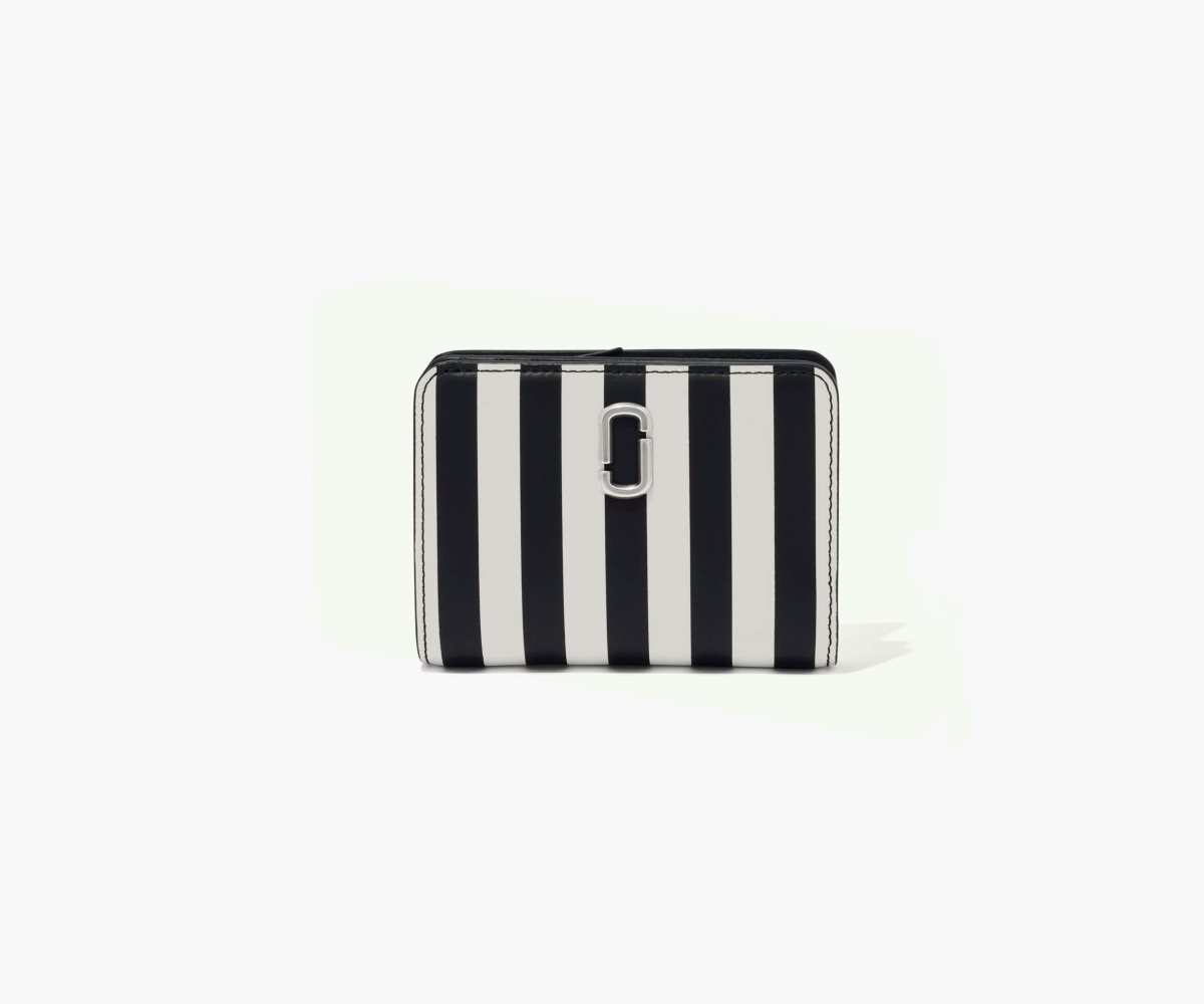 Marc Jacobs A Rayas J Marc Mini Compact Wallet Negras Blancas | 6725014-TQ