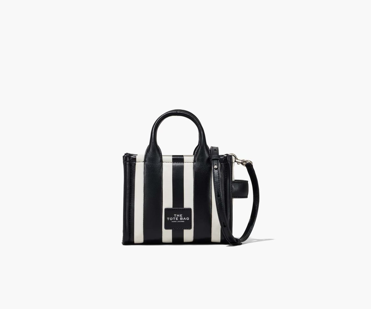 Marc Jacobs A Rayas Micro Tote Bag Negras Blancas | 1347602-SM