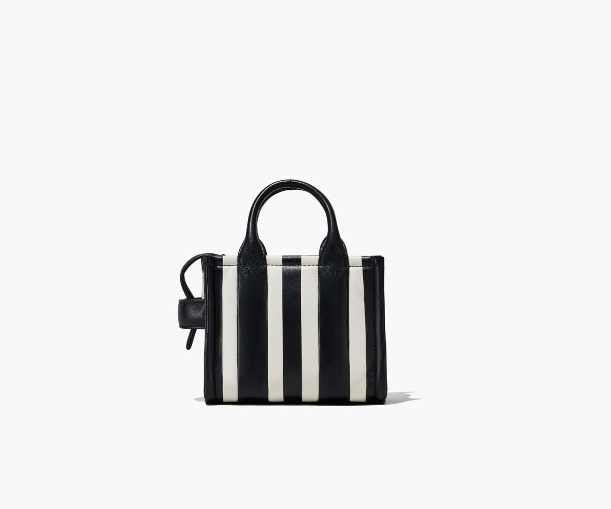 Marc Jacobs A Rayas Micro Tote Bag Negras Blancas | 1347602-SM