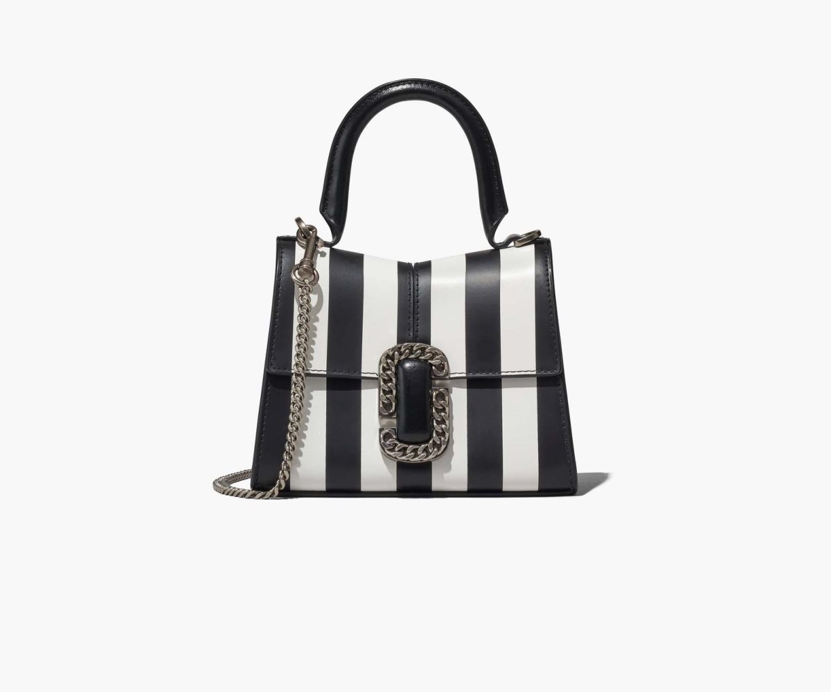 Marc Jacobs A Rayas St. Marc Mini Top Handle Negras Blancas | 9821637-UJ