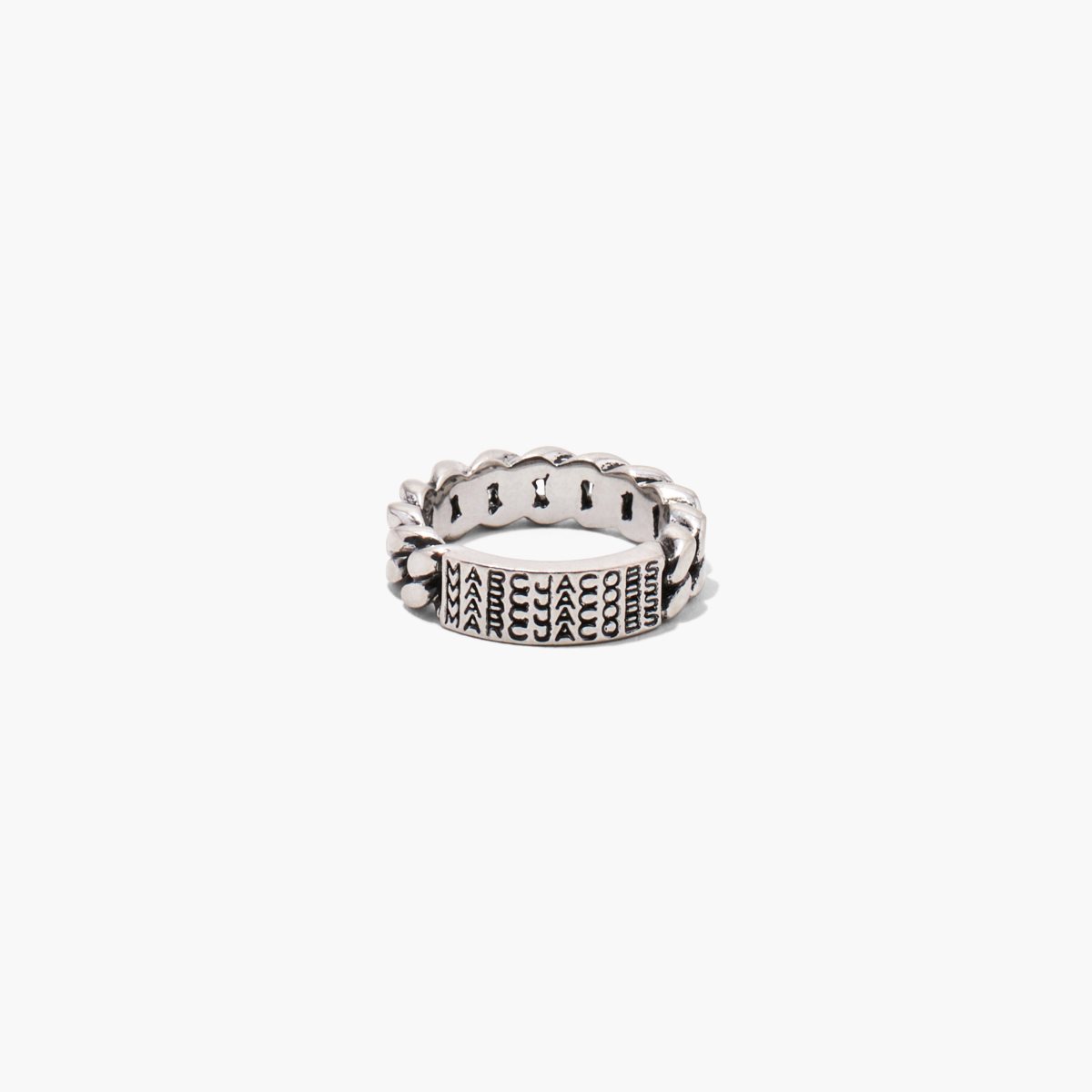 Marc Jacobs Barcode Monogram ID Chain Ring Plateadas | 3546182-HB