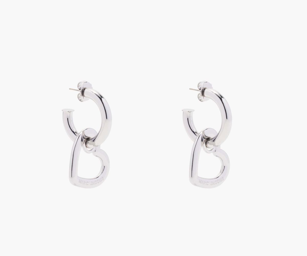 Marc Jacobs Charmed Double Heart Hoops Plateadas | 1984735-GS