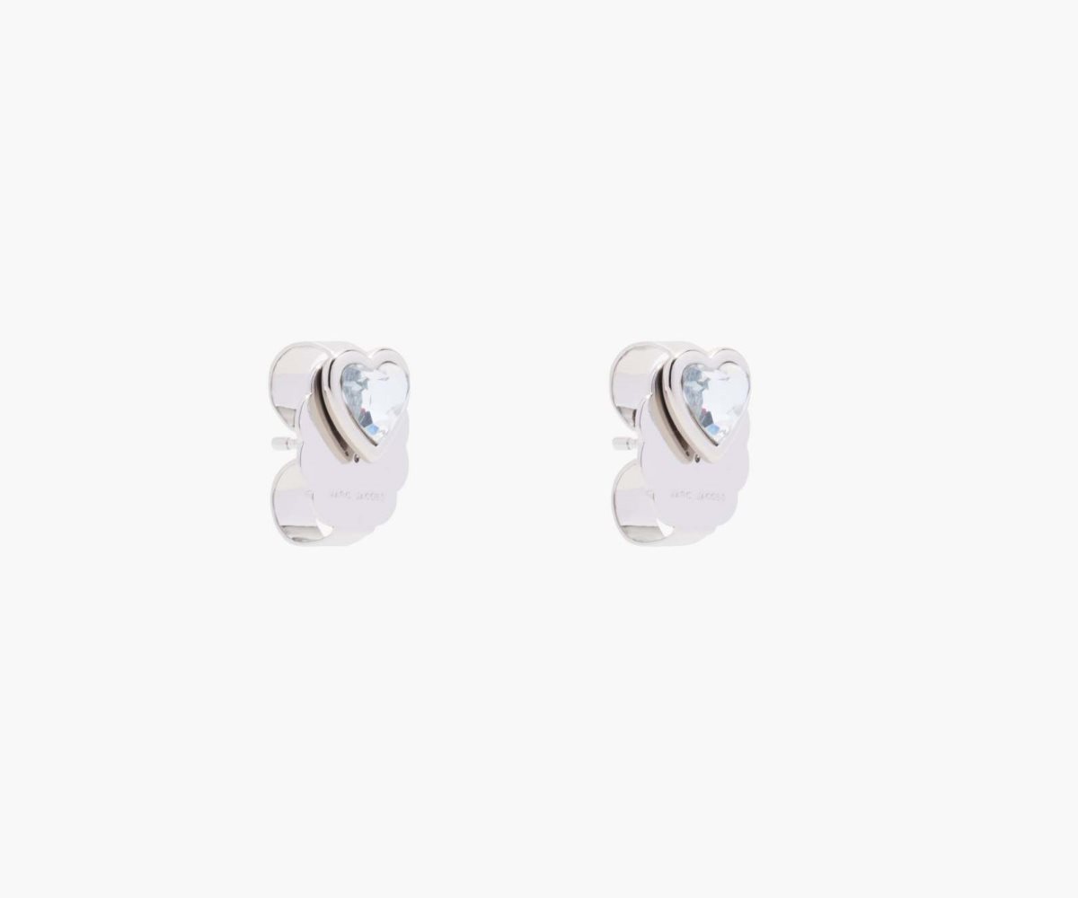 Marc Jacobs Charmed Heart Stud Earrings Plateadas | 4801397-KA