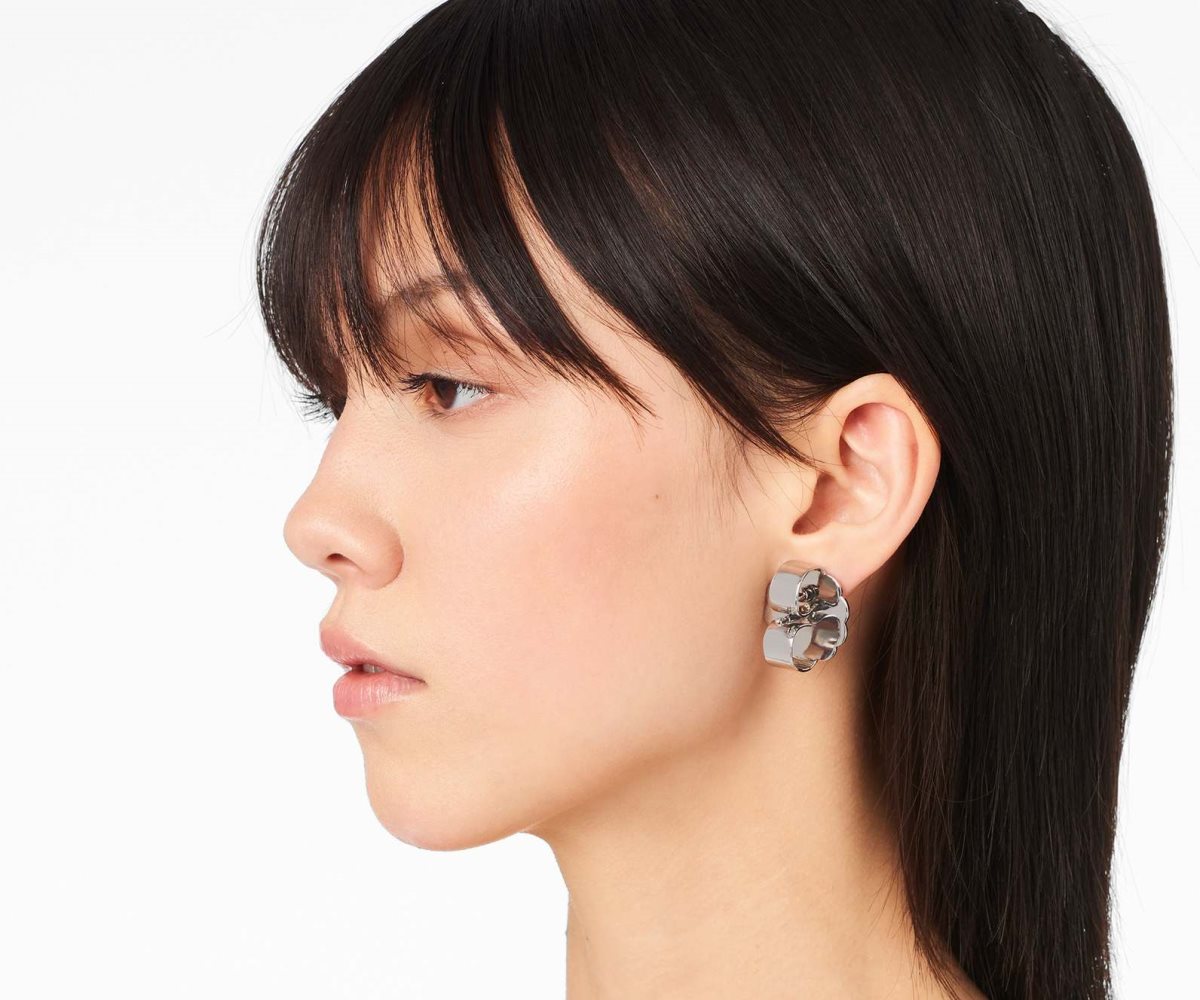 Marc Jacobs Charmed Heart Stud Earrings Plateadas | 4801397-KA