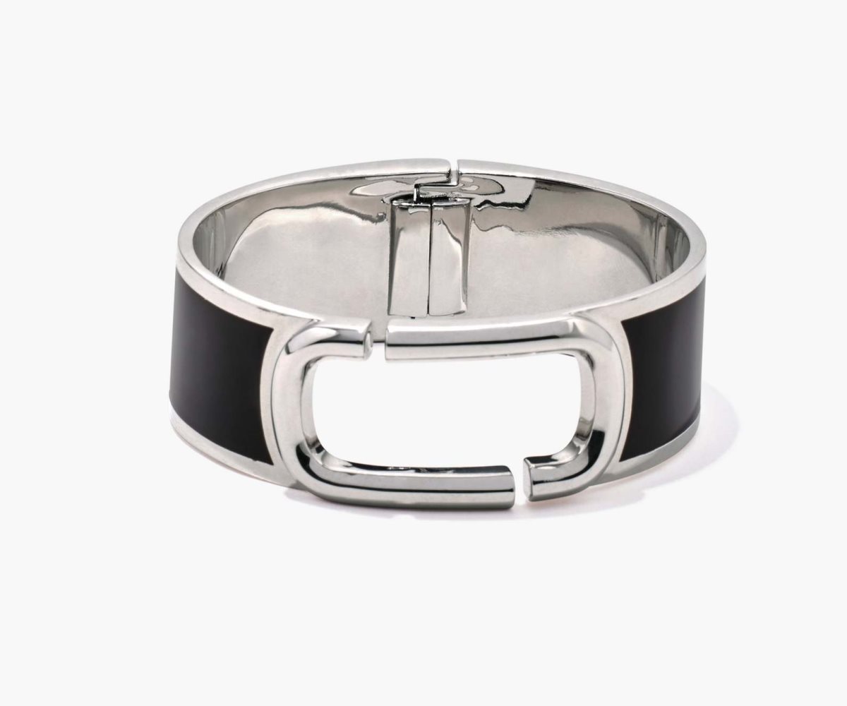 Marc Jacobs J Marc Large Hinge Bangle Negras Plateadas | 6105293-EC