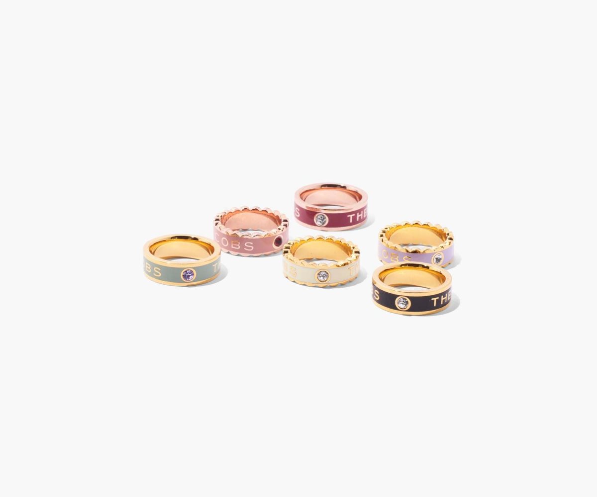 Marc Jacobs Medallion Ring Negras Doradas | 5973602-NA