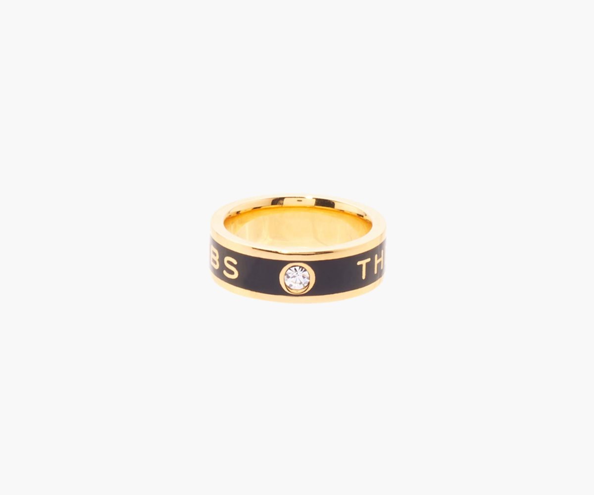 Marc Jacobs Medallion Ring Negras Doradas | 5973602-NA