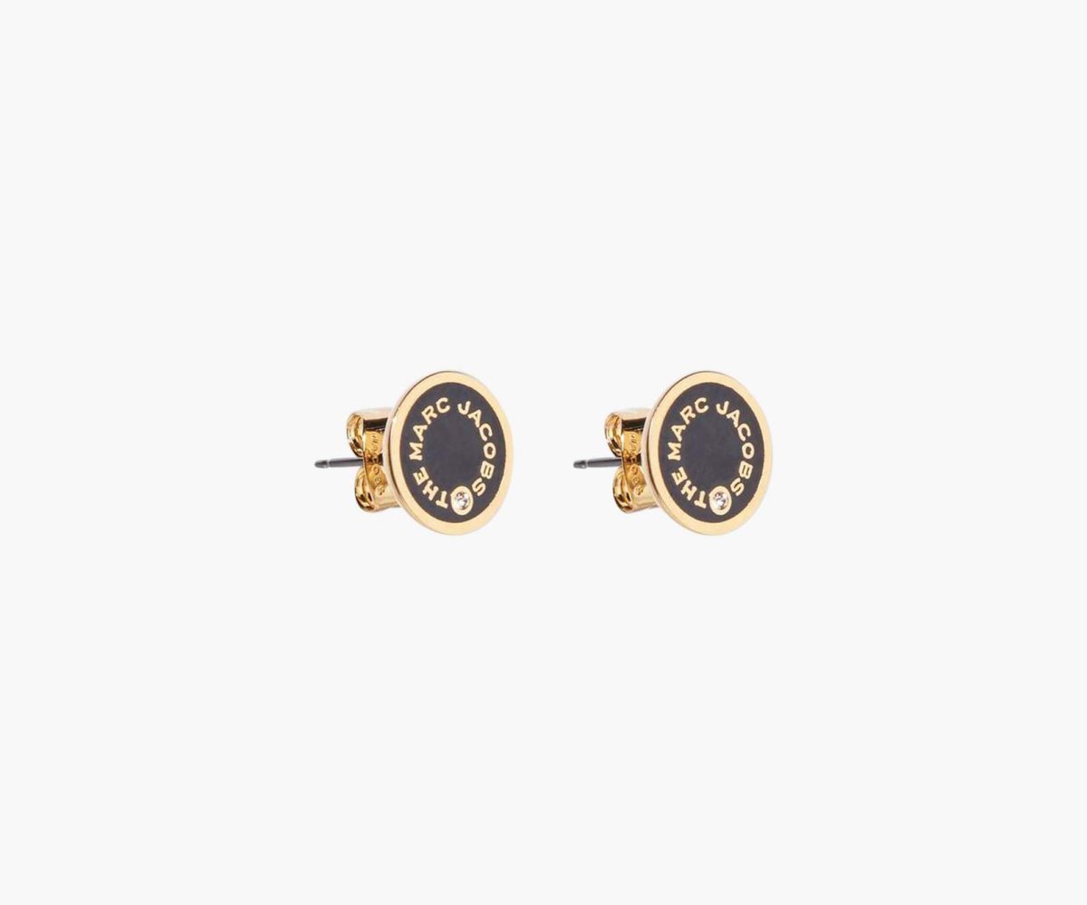 Marc Jacobs Medallion Studs Negras Doradas | 2869543-JO