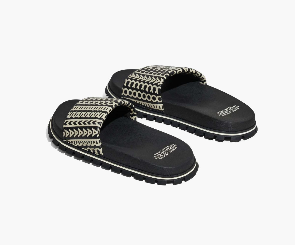 Marc Jacobs Monogram Chanclas Negras Blancas | 0918275-KH