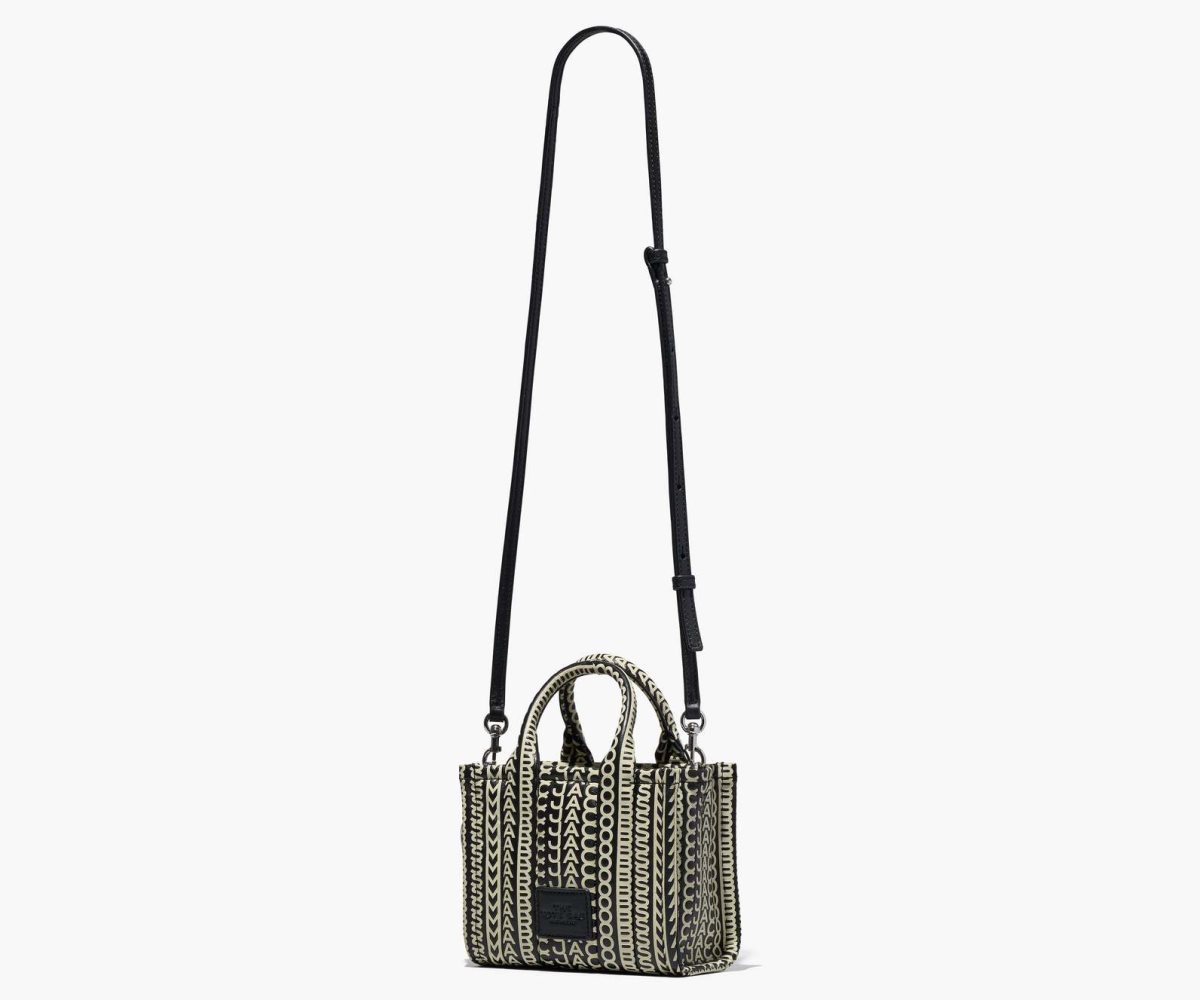 Marc Jacobs Monogram Cuero Micro Tote Negras Blancas | 8297541-QD