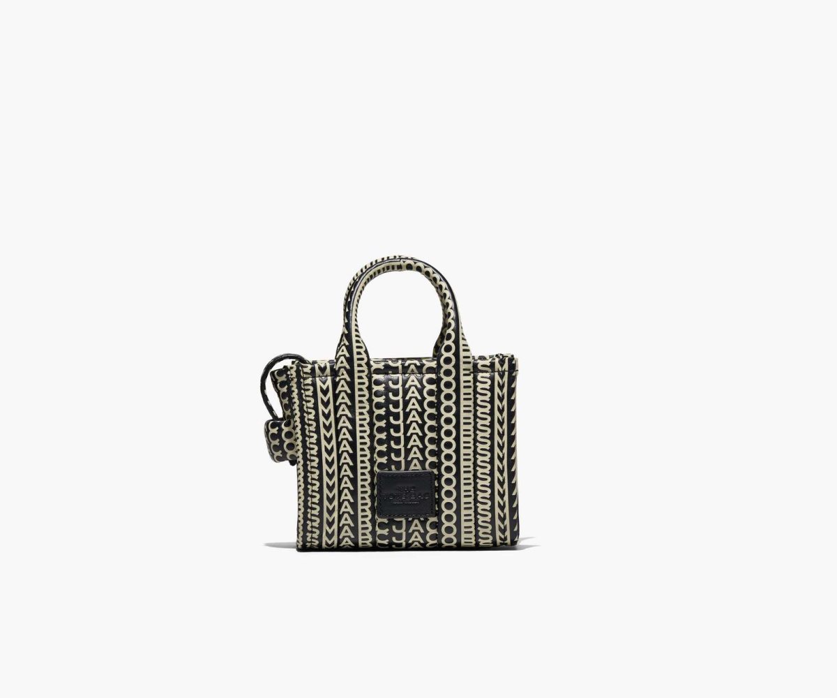 Marc Jacobs Monogram Cuero Micro Tote Negras Blancas | 8297541-QD