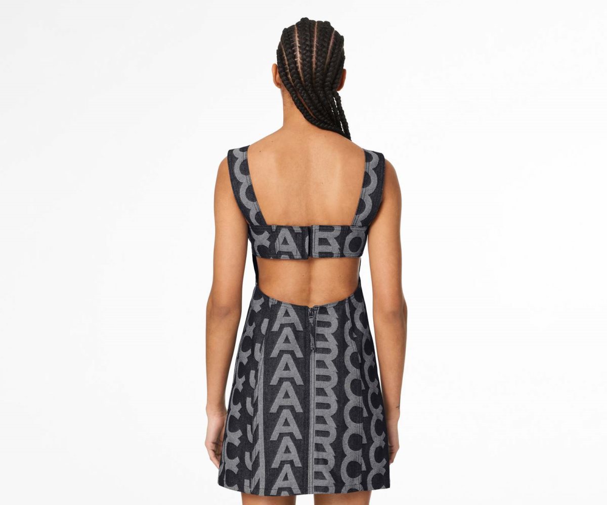 Marc Jacobs Monogram Denim Cutout Vestido Azules | 6185297-ZA