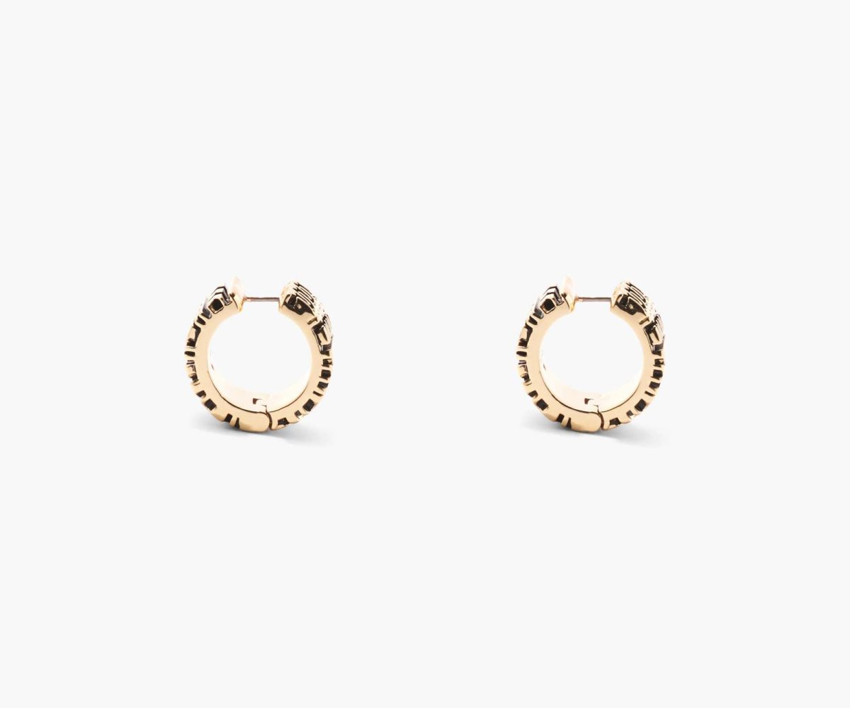 Marc Jacobs Monogram Engraved Hoops Doradas | 6824915-VS