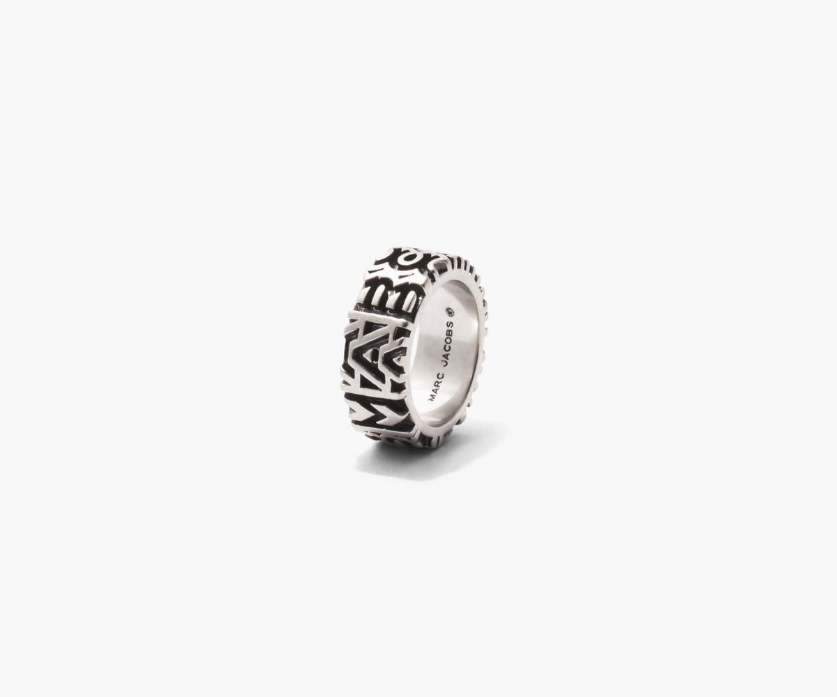 Marc Jacobs Monogram Engraved Ring Plateadas | 8376195-GI