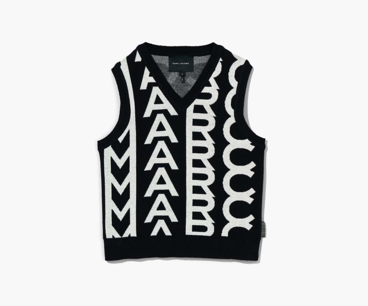 Marc Jacobs Monogram Knit Vest Negras Blancas | 7489356-VC