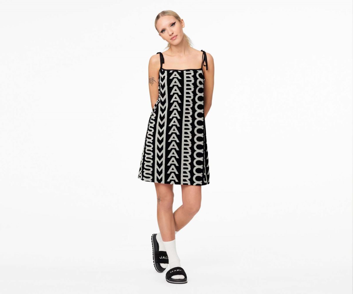 Marc Jacobs Monogram Terry Apron Vestido Negras Blancas | 7062349-VW