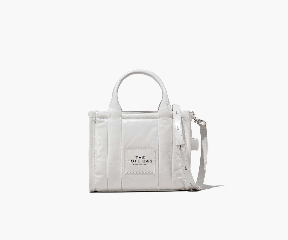 Marc Jacobs Shiny Crinkle Mini Tote Blancas | 8167340-CN