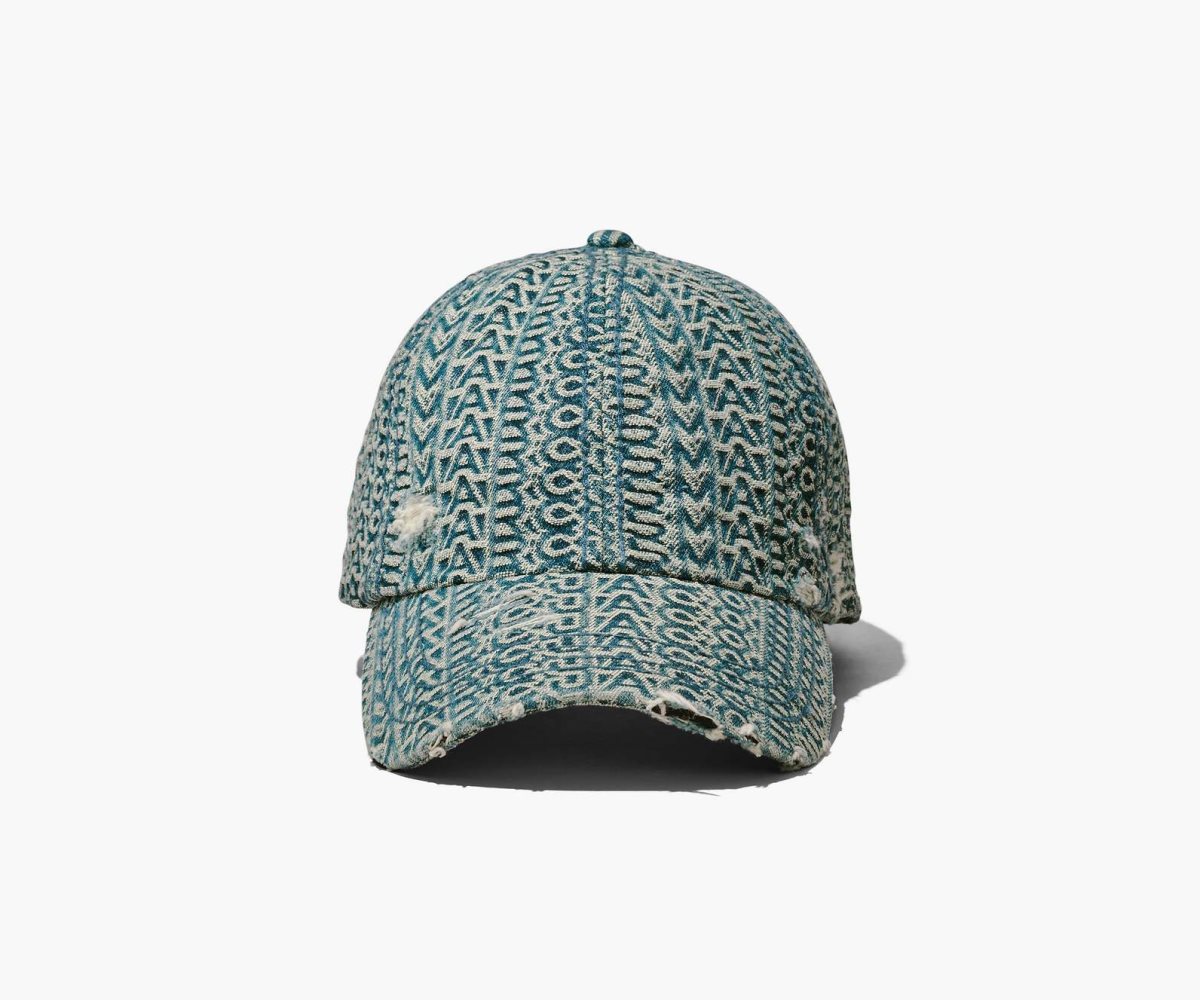 Marc Jacobs Washed Monogram Denim Baseball Cap Naranjas Azules | 5421968-JT