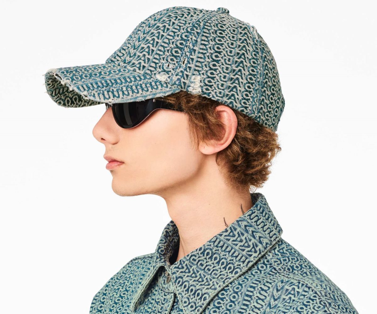 Marc Jacobs Washed Monogram Denim Baseball Cap Naranjas Azules | 5421968-JT