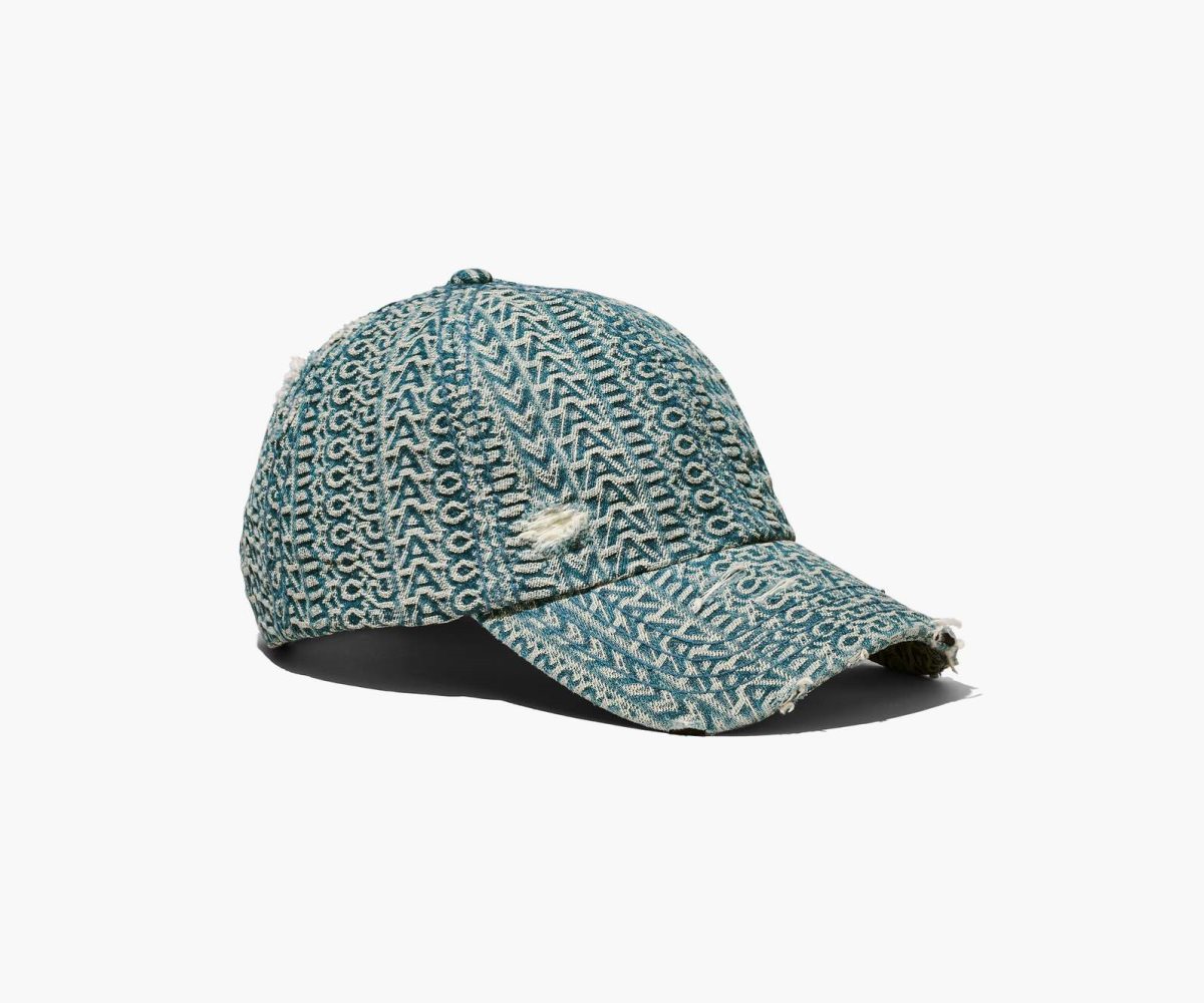 Marc Jacobs Washed Monogram Denim Baseball Cap Naranjas Azules | 5421968-JT