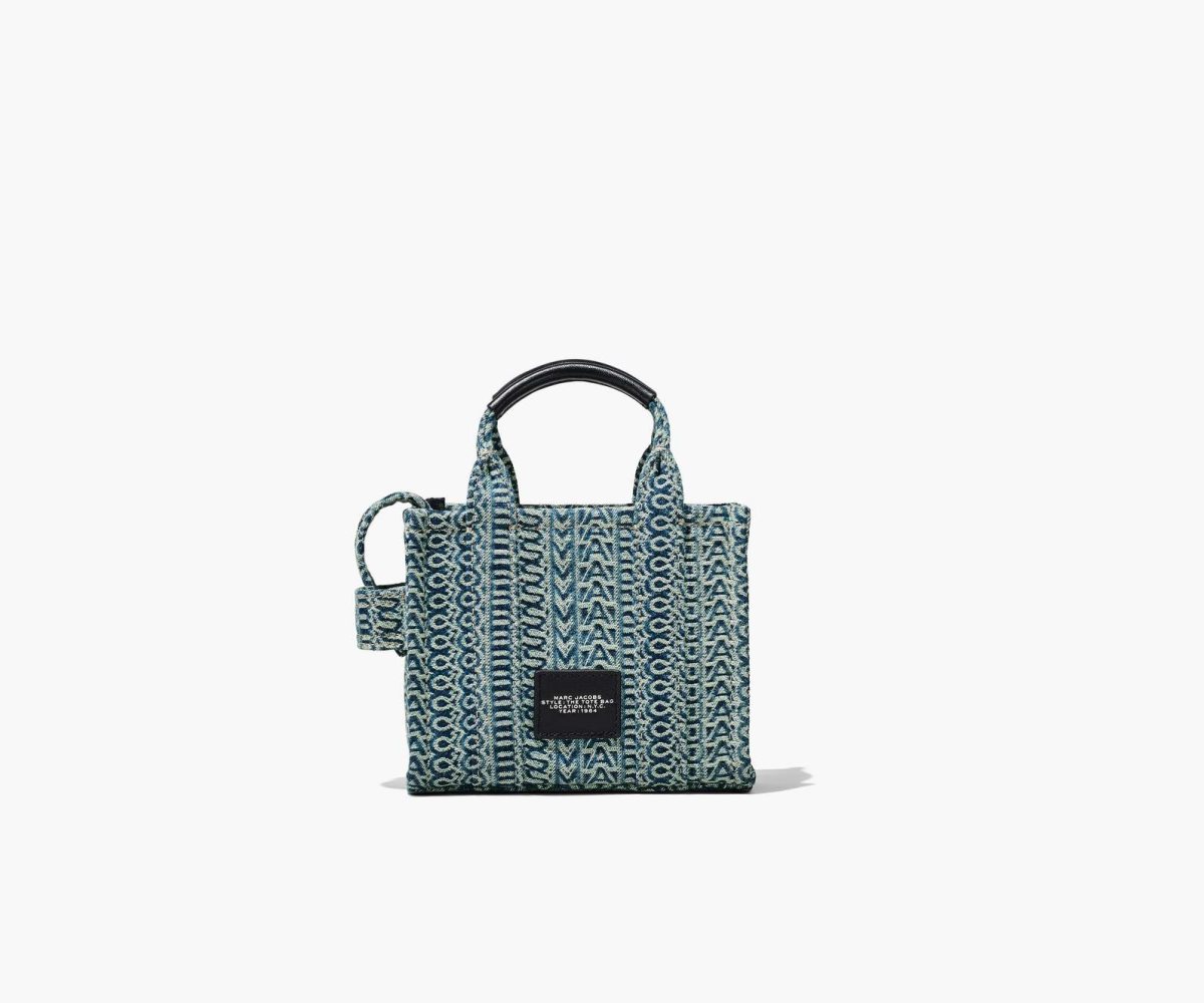 Marc Jacobs Washed Monogram Denim Micro Tote Bag Naranjas Azules | 4071285-HC