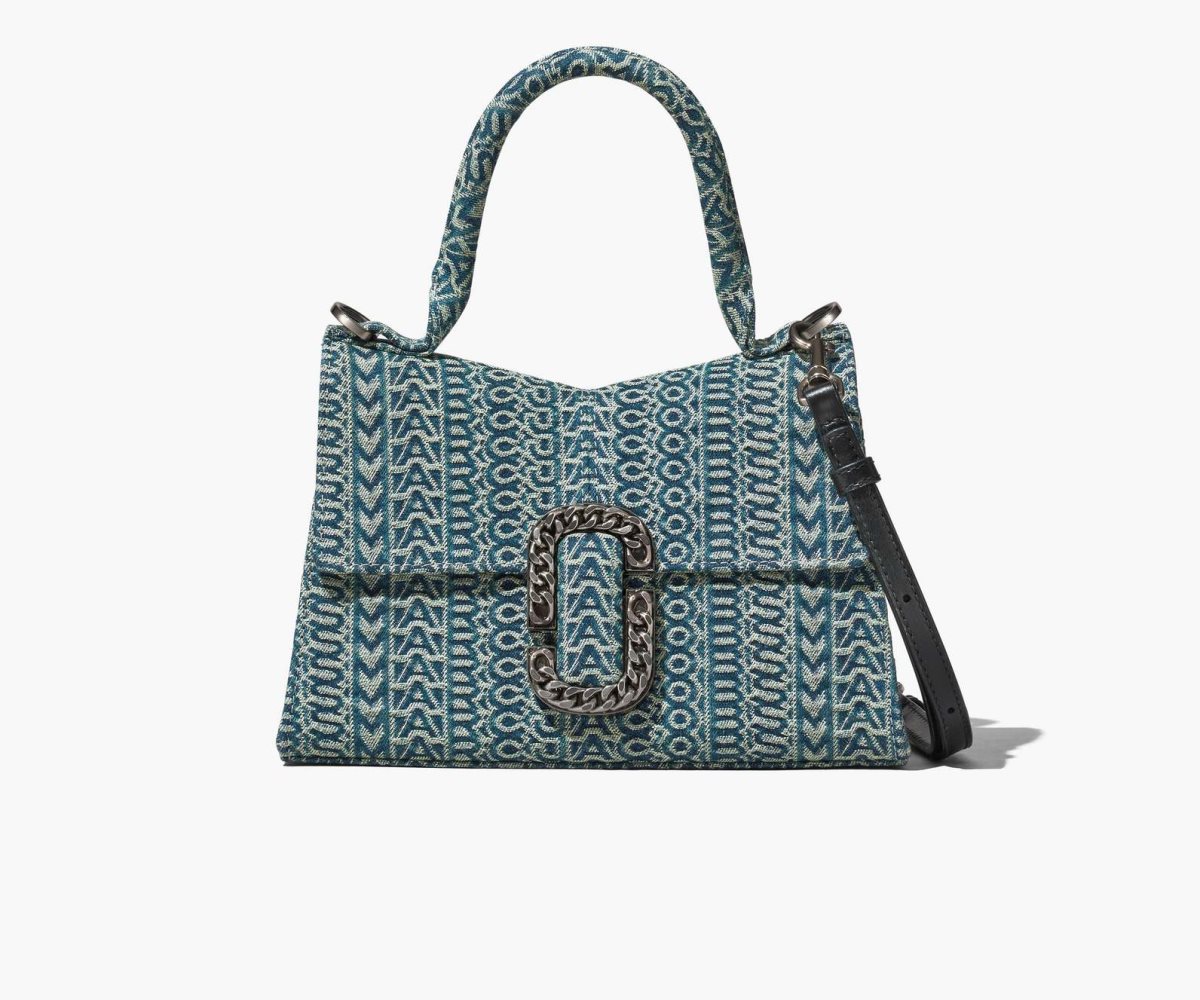 Marc Jacobs Washed Monogram Denim St. Marc Top Handle Naranjas Azules | 4791536-FN