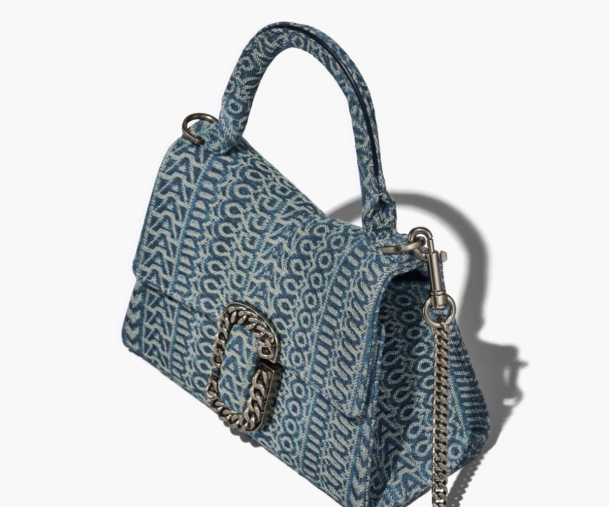 Marc Jacobs Washed Monogram Denim St. Marc Mini Top Handle Naranjas Azules | 5830167-PB