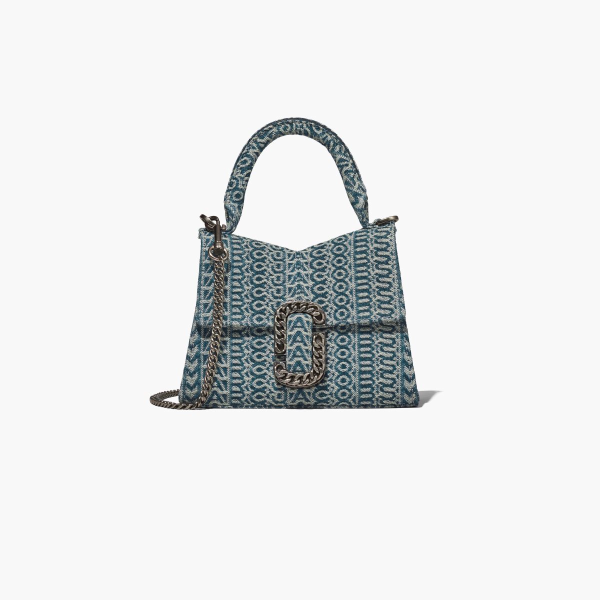 Marc Jacobs Washed Monogram Denim St. Marc Mini Top Handle Naranjas Azules | 5830167-PB