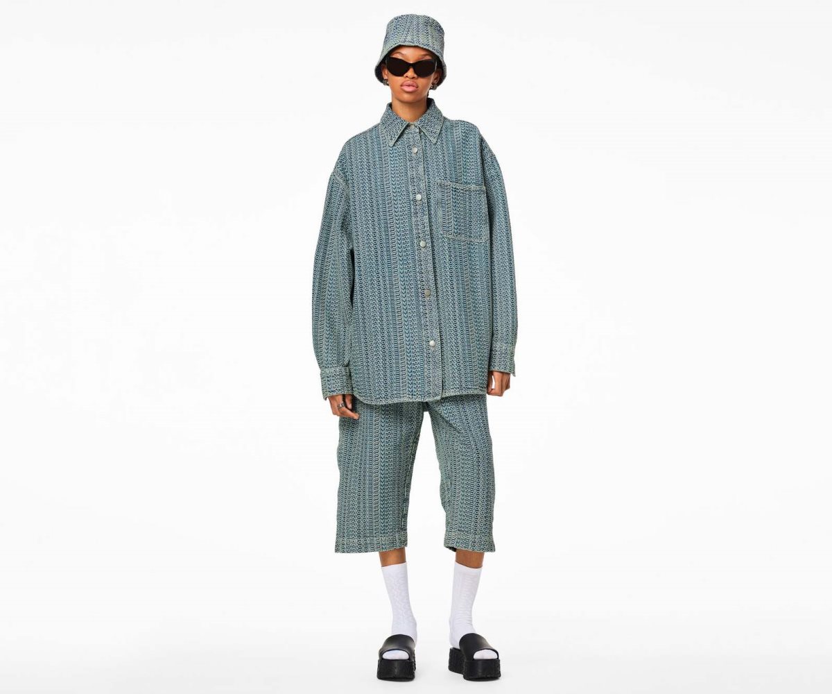 Marc Jacobs Washed Monogram Oversized Denim Corta Naranjas Azules | 9783521-VU