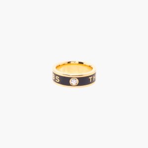 Marc Jacobs Medallion Ring Negras Doradas | 5973602-NA