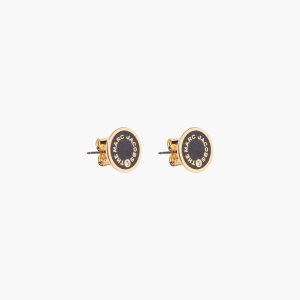 Marc Jacobs Medallion Studs Negras Doradas | 2869543-JO