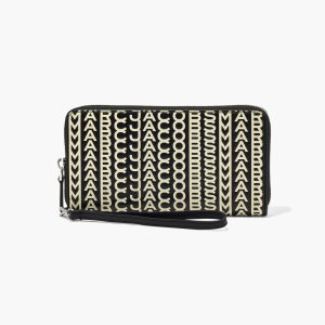 Marc Jacobs Monogram Cuero Continental Wristlet Wallet Negras Blancas | 1894053-OF