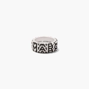 Marc Jacobs Monogram Engraved Ring Plateadas | 8376195-GI